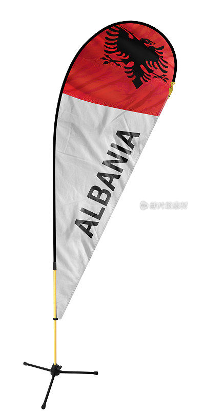 阿尔巴尼亚国旗和名字上的羽毛旗/弓旗